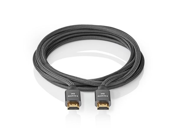 Nedis CVTB35000GY20, 2 m, HDMI Type A (Standard), HDMI Type A (Standard), 3D, 48 Gbit/s, Grå
