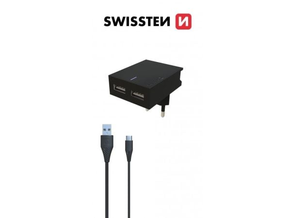 Swissten laturi 2x USB-A 3 A (22046000)