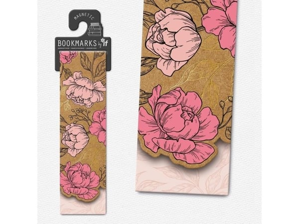 IF Zakladka kraftig magnetisk bokmerke - rosa blomster
