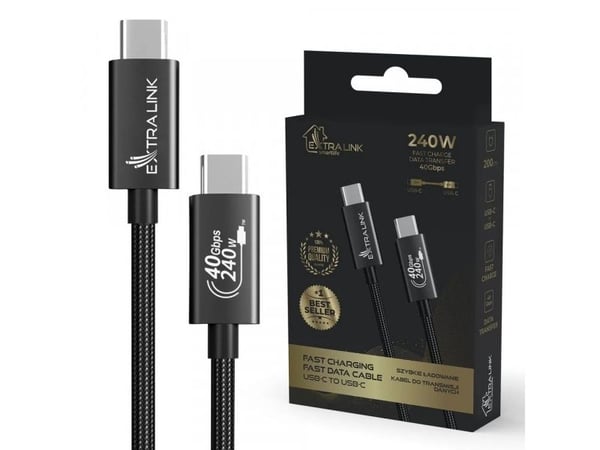 Extralink CABESL05, 2 m, USB C, USB C, USB 2.0, 40 Gbit/sec, Lajittelu