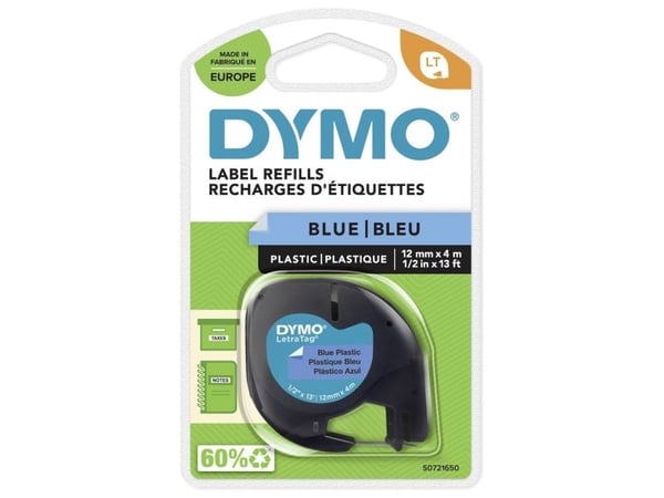 Etikettband DYMO® LetraTAG 12mm x 4m blå plasttape