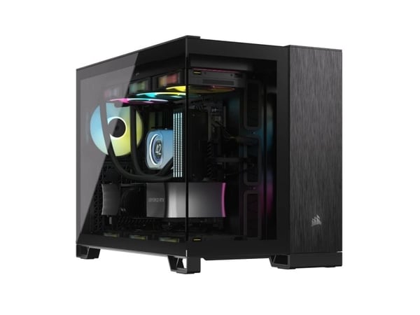 CORSAIR 2500X - Mid tower - micro ATX - sidepanel med vindu (herdet glass) - ingen strømforsyning (ATX) - svart, obsidian aluminum - USB/lyd