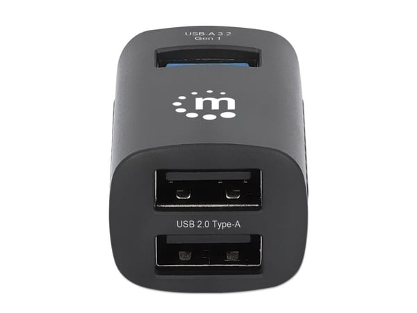 Manhattan 180993, USB 3.2 Gen 1 (3.1 Gen 1) Type-C, USB 2.0 Type-A, USB 3.2 Gen 1 (3.1 Gen 1) Type-A, 5000 Mbit/s, Svart, Akrylonitril-butadien-sty...