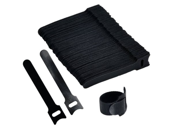 TRU COMPONENTS T24CA056 Kardborreband för montering Kardborreband med statisk ögla (L x B) 100 mm x 12 mm Svart 100 st