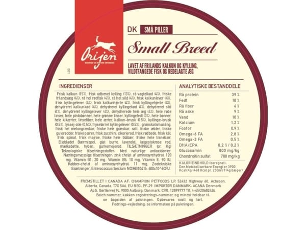 Orijen Small Breed Dog - torrfoder för hund - 1,8 kg