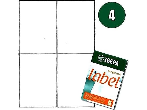 Igepa ETIKETTER A4 IGEPA 105 X 148 MM HVIT (100)