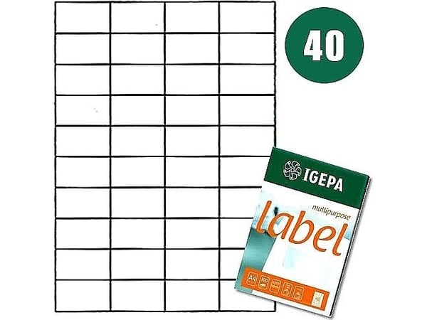 Biurfol ETIKETTER A4 IGEPA 52,5 X 29,7 MM HVIT (100)