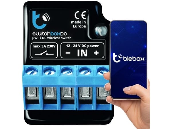 Blebox SwitchBoxDC 1-kanavainen kytkin