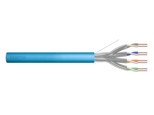 DIGITUS Professional - Installation cable - 500 m - 7.2 mm - U/FTP - simpleks - CAT 6a - IEEE 802.5/IEEE 802.3 - halogenfri, solid - lys blå, RAL 5012