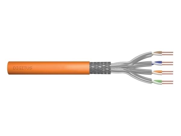 DIGITUS Professional - Installation cable - 7.2 mm - S/FTP - simpleks - CAT 7 - halogenfri, riser, solid, campus - oransje, RAL 2000