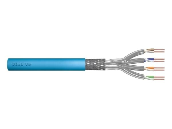 DIGITUS Professional - Installationskabel - 7 mm - S/FTP - simplex - CAT 6a - halogenfri, stigare, fast, campus - ljusblå, RAL 5012
