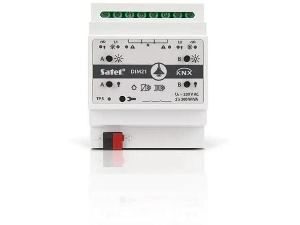 Satel KNX-DIM21, Dimmeaktuator, Montert med DIN-skinner, IP20, Hvit, 300 W, 230 V