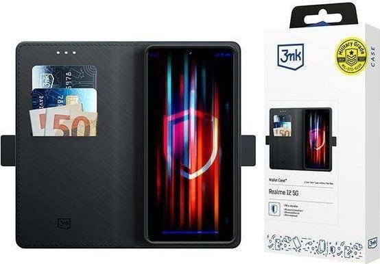 Hurtel 3mk wallet-skal för Realme 12 5G - svart