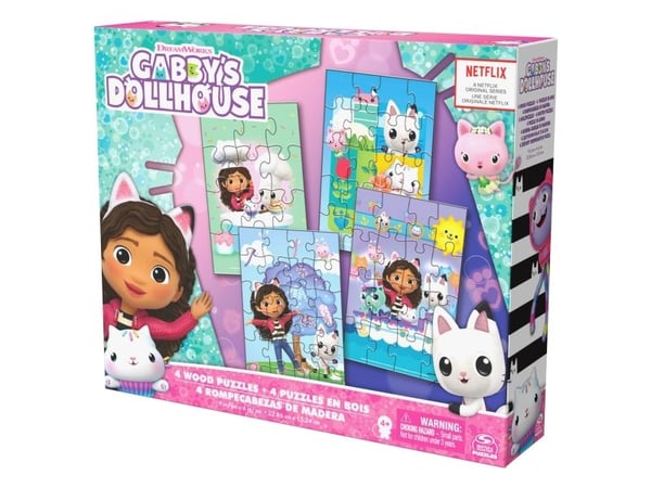 Gabby's Dollhouse Wood Puzzles 4 pack