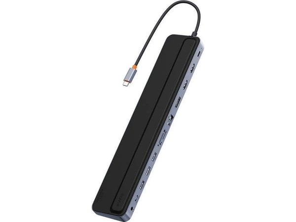 Keskitin 12in1 Baseus EliteJoy Gen2-sarjan USB-C - 2xHDMI+ 3xUSB 3.0+ PD+ DP+ SD/TF+ RJ45+Type-C+ 3.5mm (tummanharmaa)