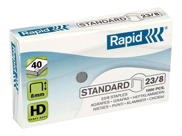 Rapid Standard - Klamrar - 23/8 - 8 mm - galvaniserat stål - paket med 1000 - för Fashion HD110