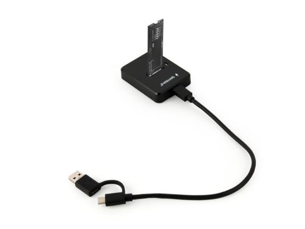 Gembird DD-U3M2 - SSD-dokkestasjon - M.2 - M.2 Card (PCIe NVMe & SATA) - USB 3.2 (Gen 2) - svart