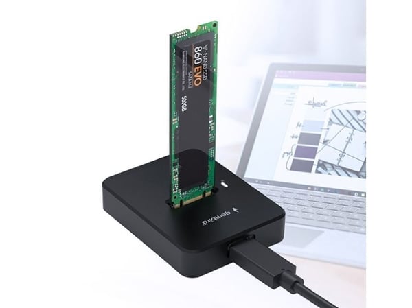 Gembird DD-U3M2 - SSD-dokkestasjon - M.2 - M.2 Card (PCIe NVMe & SATA) - USB 3.2 (Gen 2) - svart