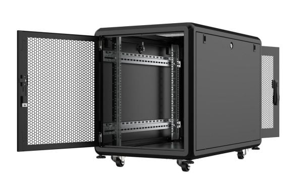 Lanview by Logon - Rack skap - 600 x 1000 mm, server line - med 4 kjølevifter - free-standing - svart, RAL 9005 - 12U - 19"