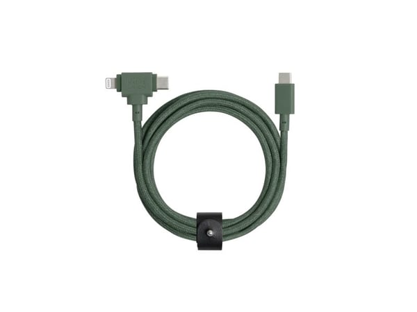 Native Union Belt Duo, Grønn, USB C, USB C/Lightning, 1,5 m, Hankjønn, Hankjønn