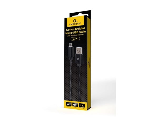 Cablexpert - USB-kabel - USB (hann) til Micro-USB type B (hann) - USB 2.0 - 2.1 A - 1.8 m - up to 480 Mbps - svart