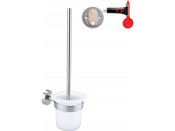 TESA 40302, Toalettbørste og holder, Rustfritt stål, Hvit, Metall, Metall, 115 mm, 390 mm