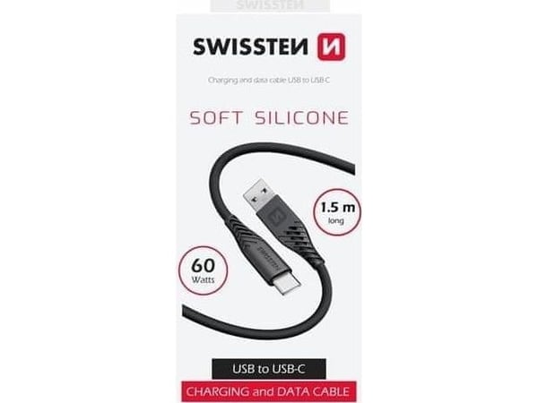 USB-C till USB-C-kabel Swissten 1,5 m svart (71532010)