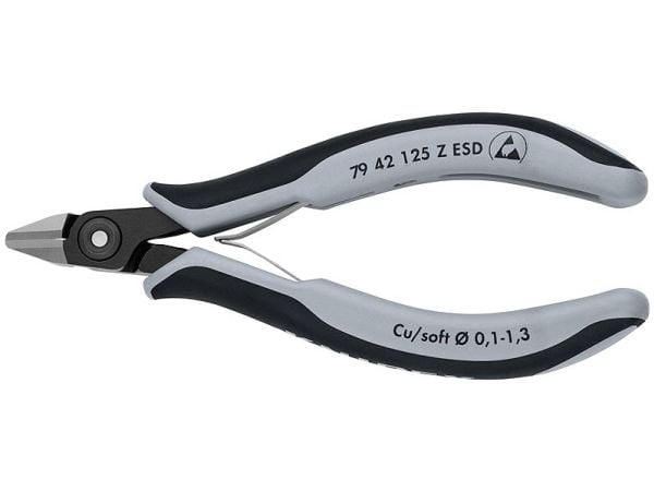 Knipex 79 42 125 Z ESD, Diagonal tang, 1,1 cm, 6,5 mm, 1,3 mm, Beskyttelse mot elektrostatisk utladning (ESD), Sort, Grå