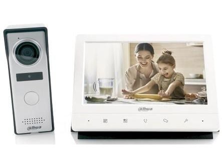 Dahua 4-Wire Series KTA02 - Video Intercom Kit - IP intercom station with monitor - med kamera - hvit, sølv