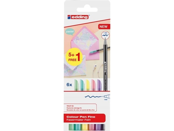 Edding 1200-69, 1 farger, Rosa, 1 mm, Sort, Rosa, Rund, 1 stykker