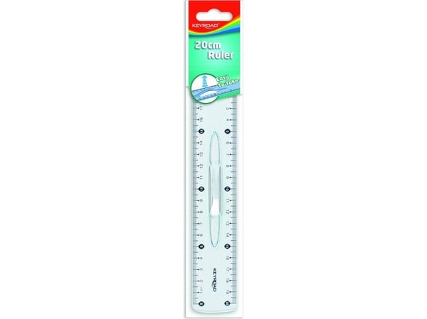 Keyroad linjal i plast KEYROAD, 20 cm, med holder, oppheng