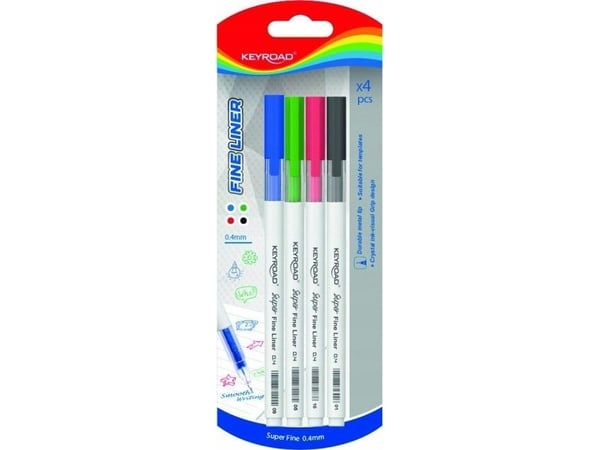 Keyroad KEYROAD fineliner, 0,4 mm, 4 stk., blister