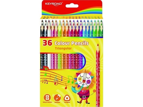 KEYROAD trekantede blyanter 3 mm, 36 stk. i eske