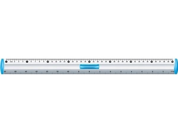 Keyroad linjal i aluminium KEYROAD med pennholder, 40 cm, blister, blandede farger
