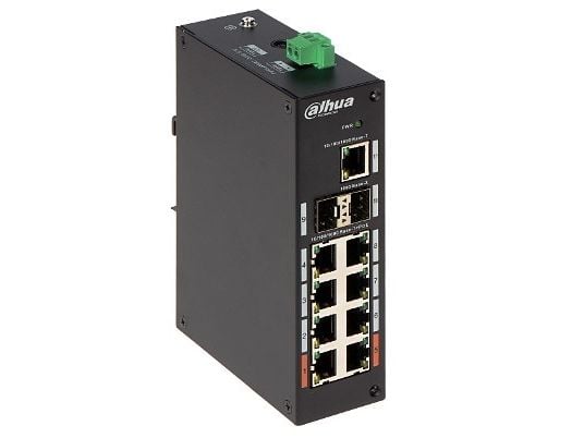 Dahua PFS3211-8GT-120-V2 - Switch - ikke-styrt - 8 x 10/100/1000 (PoE) + 2 x 1000 (uplink) + 1 x 10/100/1000 (opplink) - stasjonær - PoE (120 W)