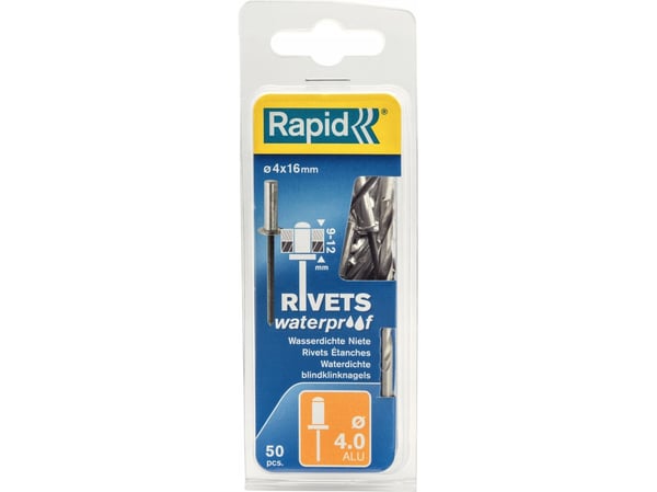 Rapid 5000401, Blindnagle, Aluminium, Aluminium, Sort, RP10 , RP40 Multi, RP60 Multi, RP100 Multi, RP150 Multi, 4 mm, 16 mm