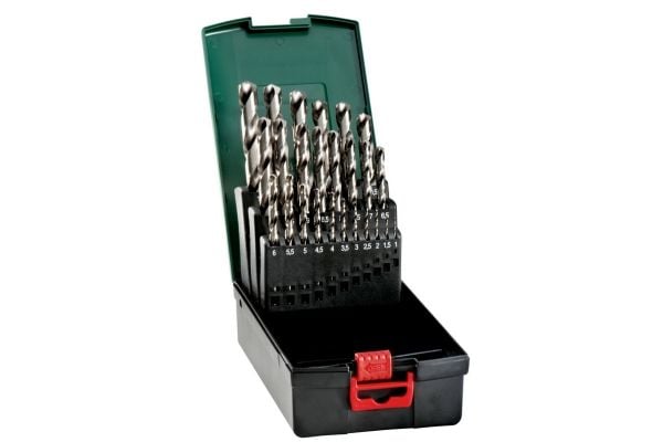 Metabo 627669000, Drill, Drill bit set, 1,3 cm, Legert stål, Støpejern, Cast steel, Grafitt, Plast, Stål, Boks, 25 stykker