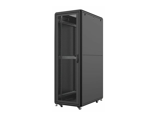 LOGON RSL36U61BL, Itseseisova teline, 36U, 600 kg, Näppäinlukko, Säädettävät jalat, Tehostunut kaapelinhallinta