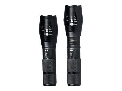 Libox LB0110, Käsikokoinen taskulamppu, Musta, Alumiini, Painikkeet, Rotaatio, LED, 1000 lm