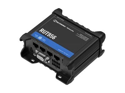 Teltonika RUT956 - Trådløs ruter - WWAN 3-portssvitsj 2,4 GHz - 4G, 2G, 3G - DIN-skinnemonterbar