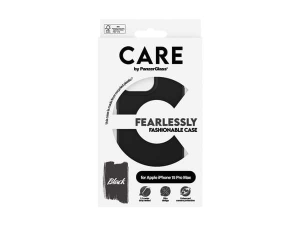 CARE by PanzerGlass - Bagsidecover til mobiltelefon - termoplastisk polyuretan (TPU) - sort - for Apple iPhone 15 Pro Max
