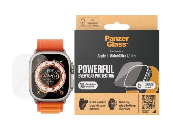 PanzerGlass™ | Skjermbeskytter for smartklokke - glass - Krystallklar | Apple Watch Ultra (49 mm)