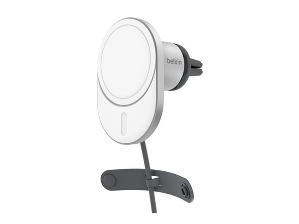 Belkin - Trådløs ladeholder for bil - magnetisk med Qi2 + bilstrømadapter - 15 watt - Fast Charge - grå