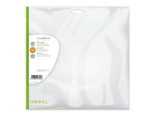 Nedis CCGP32050BK20, 2 m, DVI-I, DVI-I, urosliitin, urosliitin, musta