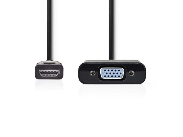 Nedis CCGB34900BK02, 0,2 m, HDMI Type A (Standard), VGA (D-Sub) + 3.5mm, Hunkjønn, Hunkjønn, Rett