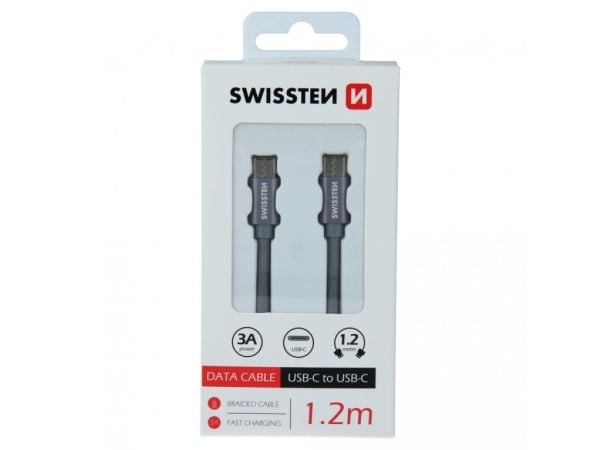 Swissten 71527202, 1,2 m, USB C, USB C, 0,48 Gbit/s, harmaa