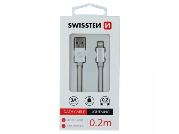 Swissten 71523103, 0,2 m, USB A, Lightning, Hanstik, Hanstik, hopea