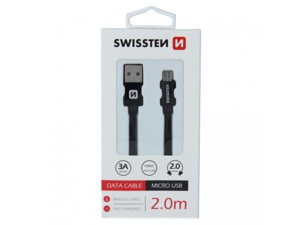 Swissten 71522301, 2 m, USB A, Micro-USB B, 0,48 Gbit/sek., Lajittelu
