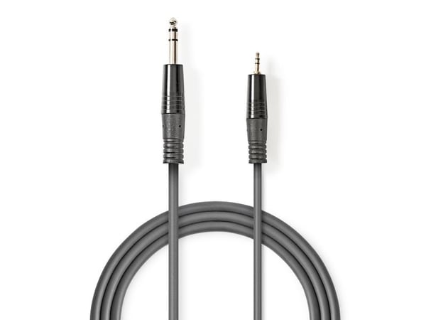 Nedis COTH23205GY15, 6.35mm, Hankjønn, 3.5mm, Hankjønn, 1,5 m, Grå