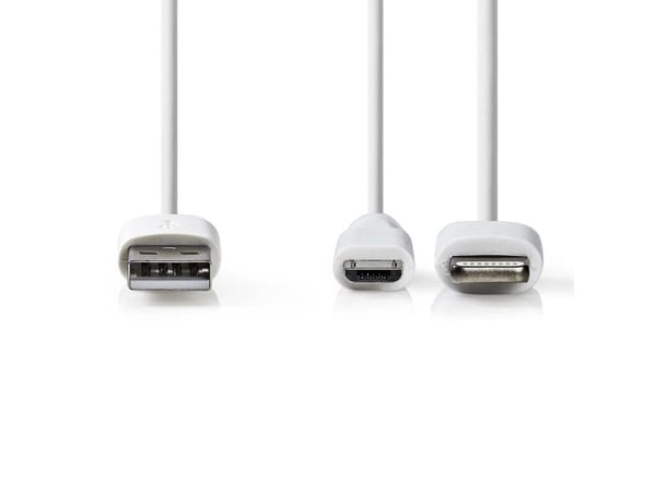 Nedis CCGP39400WT10, 1 m, USB A, Micro-USB B, Valkoinen